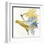 Blue and Gold Bird-Stellar Design Studio-Framed Art Print