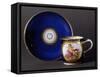 Blue and Gold Cup and Saucer Decorated with Putti, 1770-1775-null-Framed Stretched Canvas