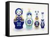 Blue and Gold Russian Dolls-Cat Coquillette-Framed Stretched Canvas