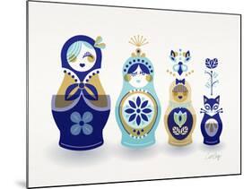 Blue and Gold Russian Dolls-Cat Coquillette-Mounted Giclee Print