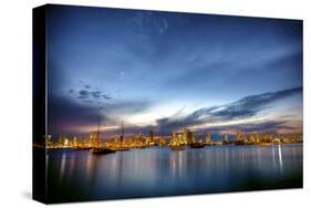 Blue and Gold Sunset Reflections-Nish Nalbandian-Stretched Canvas