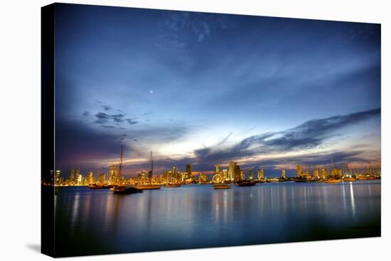 Blue and Gold Sunset Reflections-Nish Nalbandian-Stretched Canvas