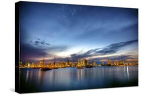 Blue and Gold Sunset Reflections-Nish Nalbandian-Stretched Canvas