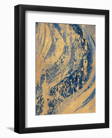 Blue And Gold Wave-Patricia Pinto-Framed Art Print