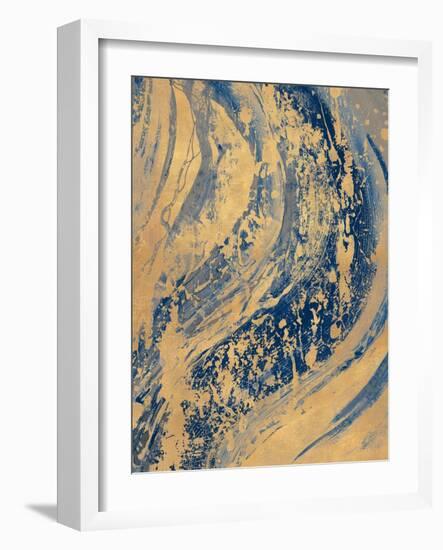 Blue And Gold Wave-Patricia Pinto-Framed Art Print