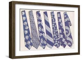 Blue and Gray Neckties-null-Framed Art Print