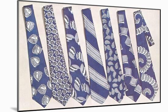 Blue and Gray Neckties-null-Mounted Art Print