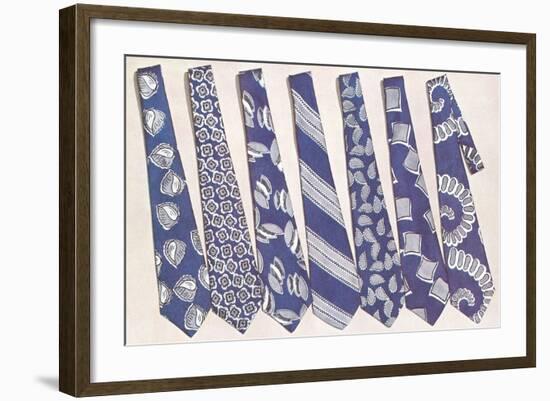 Blue and Gray Neckties-null-Framed Art Print