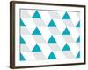 Blue and Gray Triangular Prism Seamless Pattern on White. Triangle Geometric Pattern. Modern Stylis-Aine-Framed Art Print