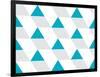 Blue and Gray Triangular Prism Seamless Pattern on White. Triangle Geometric Pattern. Modern Stylis-Aine-Framed Art Print