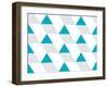 Blue and Gray Triangular Prism Seamless Pattern on White. Triangle Geometric Pattern. Modern Stylis-Aine-Framed Art Print