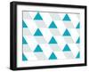 Blue and Gray Triangular Prism Seamless Pattern on White. Triangle Geometric Pattern. Modern Stylis-Aine-Framed Art Print