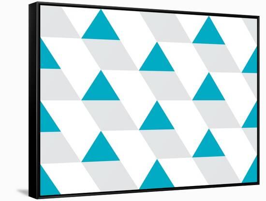 Blue and Gray Triangular Prism Seamless Pattern on White. Triangle Geometric Pattern. Modern Stylis-Aine-Framed Stretched Canvas