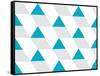 Blue and Gray Triangular Prism Seamless Pattern on White. Triangle Geometric Pattern. Modern Stylis-Aine-Framed Stretched Canvas