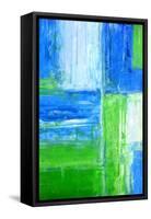 Blue and Green Abstract Art Painting-T30Gallery-Framed Stretched Canvas