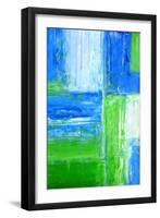 Blue and Green Abstract Art Painting-T30Gallery-Framed Art Print