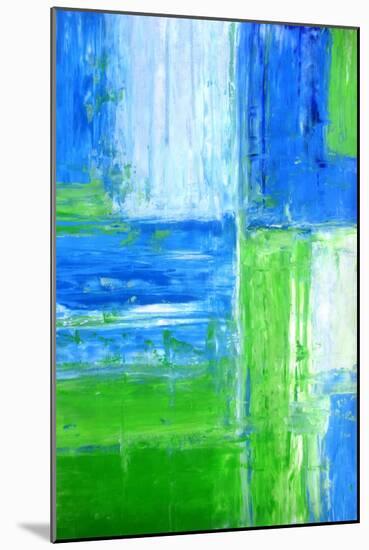 Blue and Green Abstract Art Painting-T30Gallery-Mounted Art Print