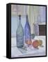 Blue and Green Bottles and Oranges-Spencer Frederick Gore-Framed Stretched Canvas