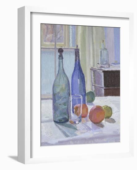 Blue and Green Bottles and Oranges-Spencer Frederick Gore-Framed Giclee Print