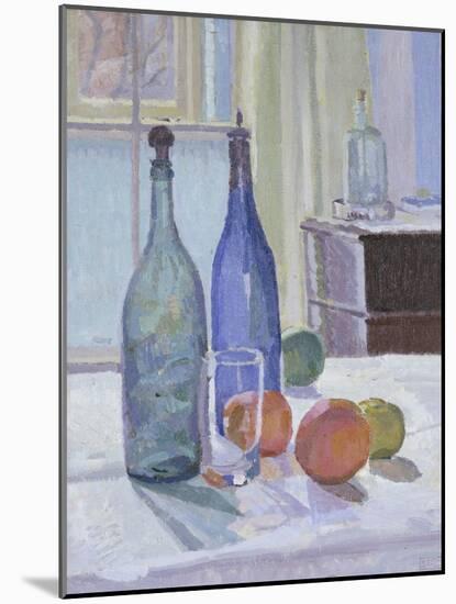 Blue and Green Bottles and Oranges-Spencer Frederick Gore-Mounted Giclee Print