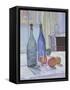 Blue and Green Bottles and Oranges-Spencer Frederick Gore-Framed Stretched Canvas