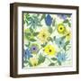 Blue and Green Flowers-Jan Weiss-Framed Art Print