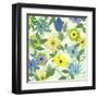 Blue and Green Flowers-Jan Weiss-Framed Art Print