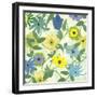 Blue and Green Flowers-Jan Weiss-Framed Art Print