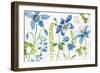 Blue and Green Garden I-Lisa Audit-Framed Art Print