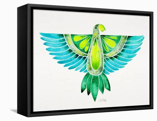 Blue and Green Parrot-Cat Coquillette-Framed Stretched Canvas