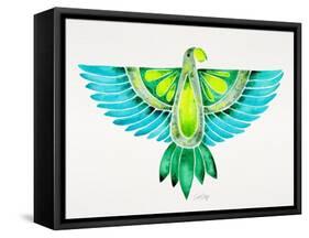 Blue and Green Parrot-Cat Coquillette-Framed Stretched Canvas