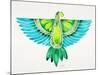 Blue and Green Parrot-Cat Coquillette-Mounted Art Print