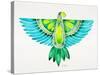 Blue and Green Parrot-Cat Coquillette-Stretched Canvas