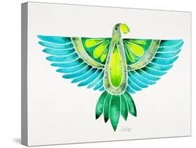 Blue and Green Parrot-Cat Coquillette-Stretched Canvas