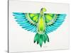 Blue and Green Parrot-Cat Coquillette-Stretched Canvas