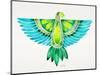 Blue and Green Parrot-Cat Coquillette-Mounted Art Print