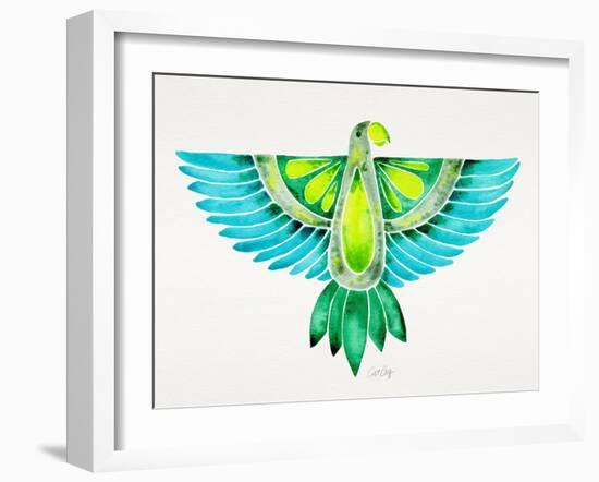 Blue and Green Parrot-Cat Coquillette-Framed Art Print