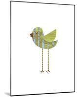 Blue and Green Striped Bird-John W^ Golden-Mounted Art Print