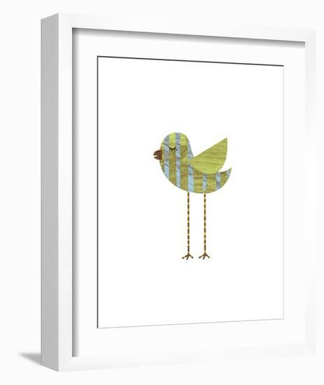 Blue and Green Striped Bird-John W^ Golden-Framed Giclee Print