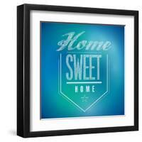 Blue and Green Vintage Home Sweet Home Sign Poster-alexmillos-Framed Art Print