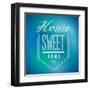 Blue and Green Vintage Home Sweet Home Sign Poster-alexmillos-Framed Art Print