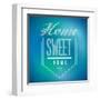 Blue and Green Vintage Home Sweet Home Sign Poster-alexmillos-Framed Art Print