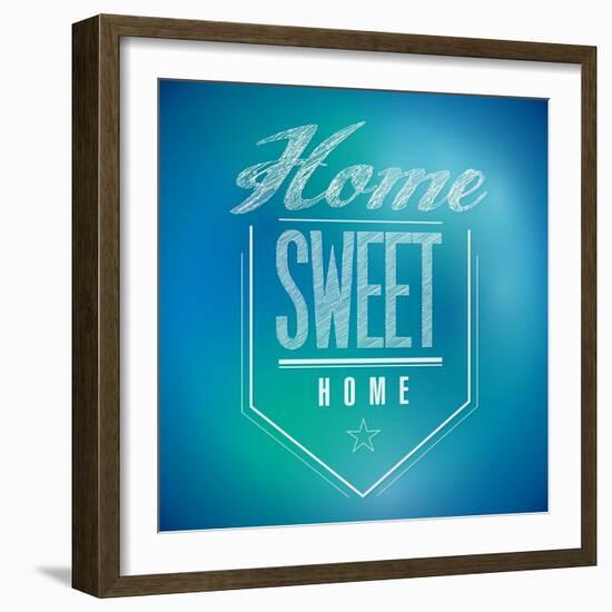 Blue and Green Vintage Home Sweet Home Sign Poster-alexmillos-Framed Art Print