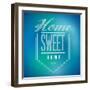 Blue and Green Vintage Home Sweet Home Sign Poster-alexmillos-Framed Art Print