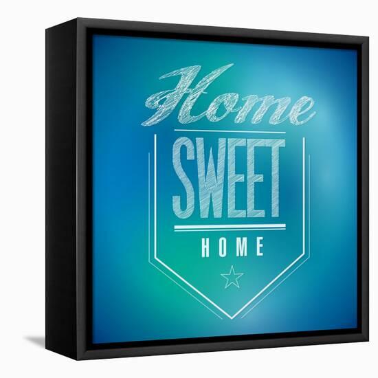 Blue and Green Vintage Home Sweet Home Sign Poster-alexmillos-Framed Stretched Canvas