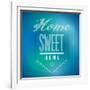 Blue and Green Vintage Home Sweet Home Sign Poster-alexmillos-Framed Art Print