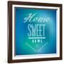 Blue and Green Vintage Home Sweet Home Sign Poster-alexmillos-Framed Art Print