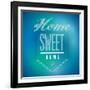 Blue and Green Vintage Home Sweet Home Sign Poster-alexmillos-Framed Art Print