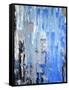 Blue And Grey Abstract Art Painting-T30Gallery-Framed Stretched Canvas