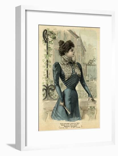 Blue and Lace Dress 1899-null-Framed Art Print